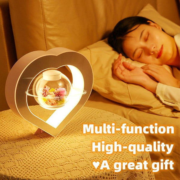 Heart-Shaped Levitating Night Light with LED & Floating Flowers