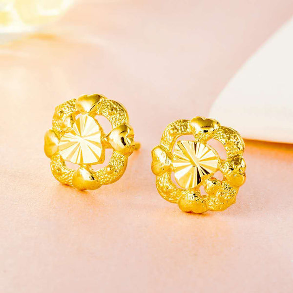 24K Gold Plated Flower Earrings, Euro Gold Jewelry