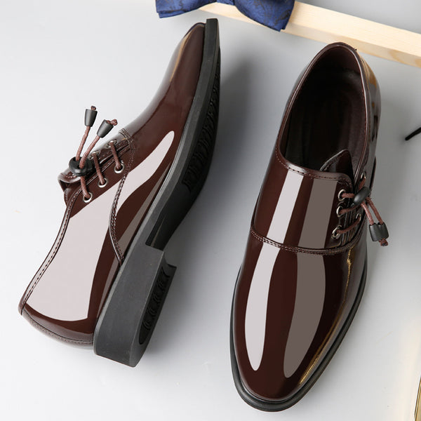 Men’s Glossy Leather Dress Shoes – Lace-Up Formal Shoes