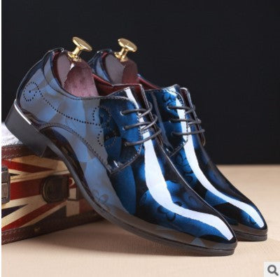 Elegant Blue Patent Leather Dress Shoes for Men - Formal Shine