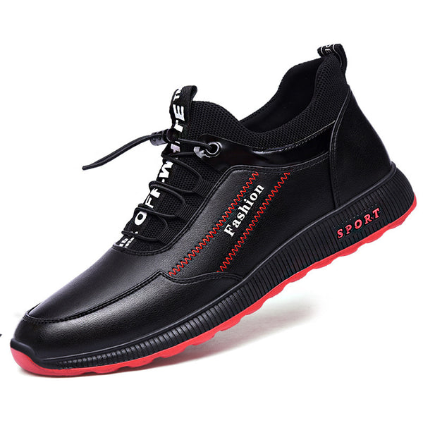 Stylish Black Sport Sneakers with Red Sole – Comfort & Fashion