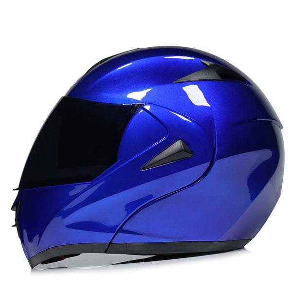 Full-Face Glossy Blue Motorcycle Helmet – Aerodynamic & Sleek Design