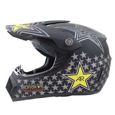 Black Star Graphic Motocross Helmet for Adults with Ventilation