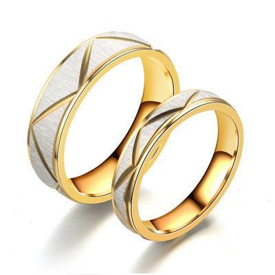 Titanium Steel Couple Ring 24K Gold Stainless Steel Ring