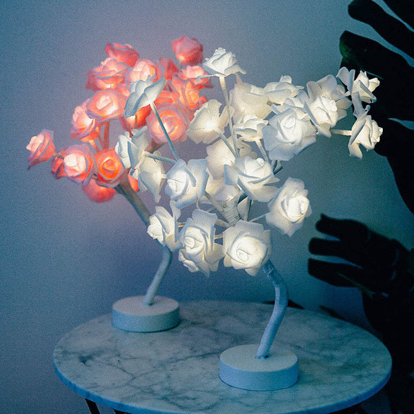 Romantic Rose Flower LED Tree Lamp with USB Power for Decor