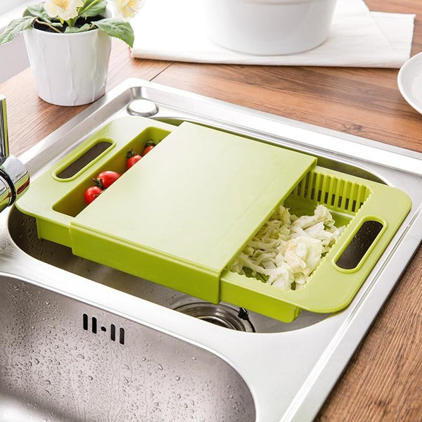 Multifunction Kitchen Chopping Board with Sink Drain Basket