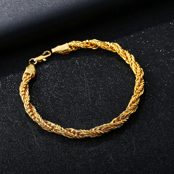 Men's Twisted String 18K Gold Necklace, Unisex Domineering Jewelry