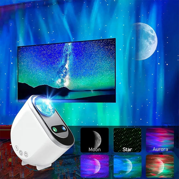 Aurora Moon & Star LED Projector with Bluetooth & Color Lights